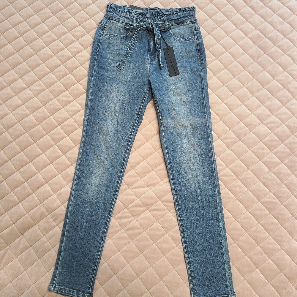 Paperbag skinny denim